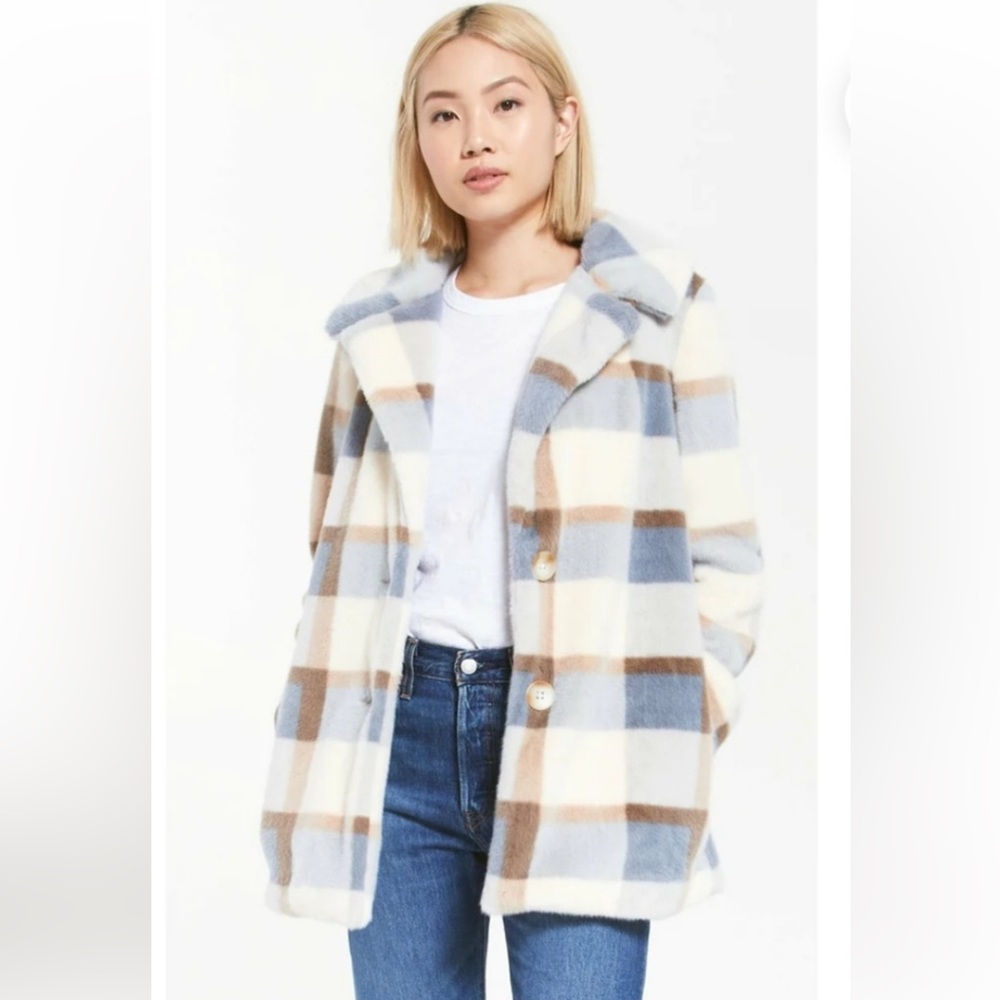 Z Supply Carmen Faux Fur Plaid Coat